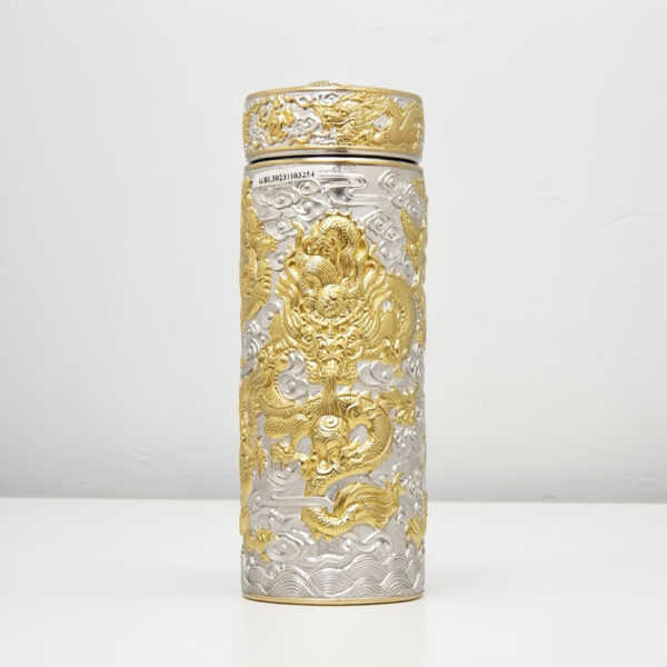 20250829_090140_477 999 Handcrafted Sterling Silver Dragon Thermos Mug - Double-Wall Vacuum Insulated Cup for Hot & Cold Drinks